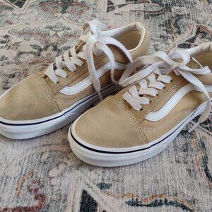 Vans Old Skool Shoe SZ 4.5 Men/Big Kids Beige Color Suede/Canvas Upper EUC